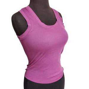 Intimately Free People Purple Ribbed Scoop U-Neck Tank Top Back Seam Womens S/P